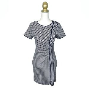 AngelEye London Ruched Striped Sheath Dress - US 8